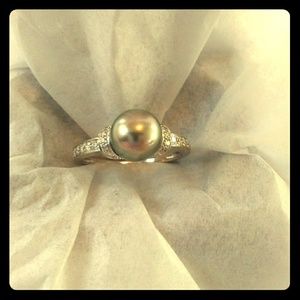 Tahitian black pearl ring 8mm Maui Divers size 7